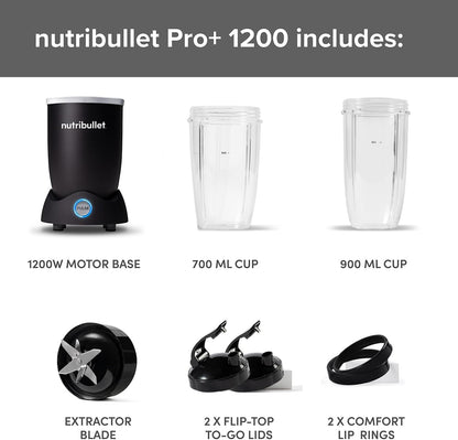 NutriBullet 1200 Pro+ Blender 8 Piece Set - Black